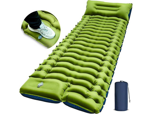 FUN PAC Camping Sleeping Pad, Ultralight Camping Mat with Pillow, Built-in Foot Pump Inflatable Sleeping Pads Compact for Camping Backpacking...