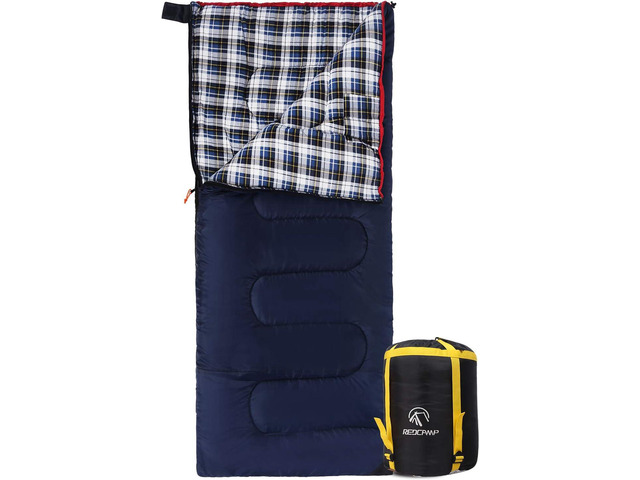 REDCAMP Cotton Flannel Sleeping Bag for Camping Backpacking, Adults Cold Weather Envelope Sleeping Bags with 2/3/4/6lbs Filling