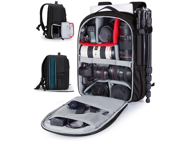 BAGSMART Camera Bag for DSLR, Waterproof Camera Backpacks for Photographers, Camera Case with Laptop Compartment-15.6' Black