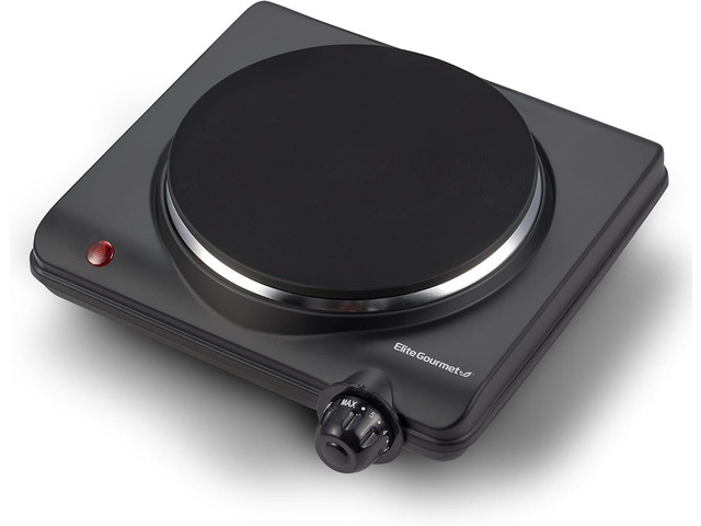 Elite Gourmet Electric Burner, 1000W Cast Iron Hot Plate, 7 Heat Settings