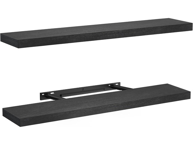 Amada 32 Inch Floating Shelves with Invisible Brackets, Set of 2, Black