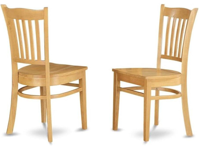 East West Furniture GRC-OAK-W Groton Kitchen Dining Chairs - Slat Back Wooden Seat Chairs, Set of 2, Oak