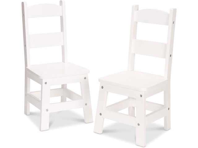 Melissa & Doug Wooden Chairs, Set of 2 - White Furniture for Playroom
