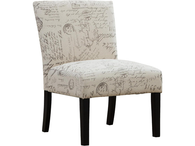 Roundhill Furniture Botticelli Fabric Armless Contemporary Accent Chair, Script Print