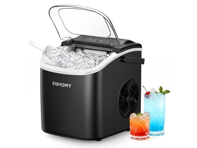 EUHOMY Countertop Ice Maker Machine with Handle, 26lbs in 24Hrs, 9 Ice Cubes Ready in 6 Mins, Auto-Cleaning Portable Ice Maker with Basket and...
