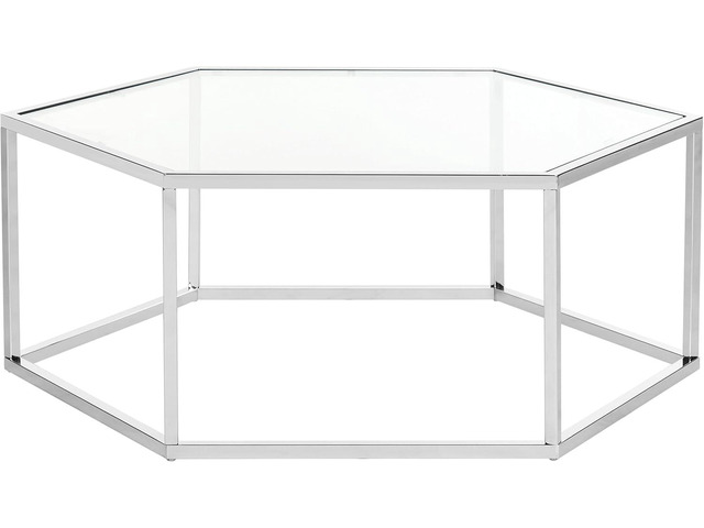 Safavieh Home Collection Eliana Chrome and Glass Hexagon Coffee Table