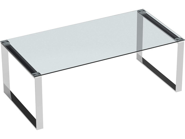 Cortesi Home Remi Contemporary Glass Coffee Table with Chrome Finish