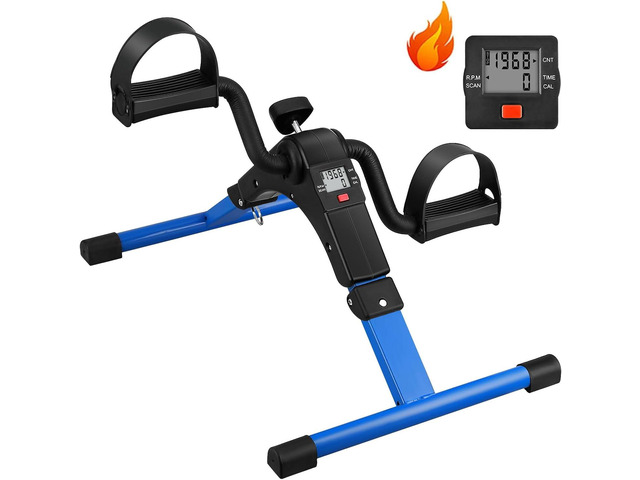 Folding Pedal Exerciser - Mini Exercise Bike Under Desk Bike Pedal Exerciser with LCD Display for Arms and Legs Workout, Portable Desk Bike Peddler...