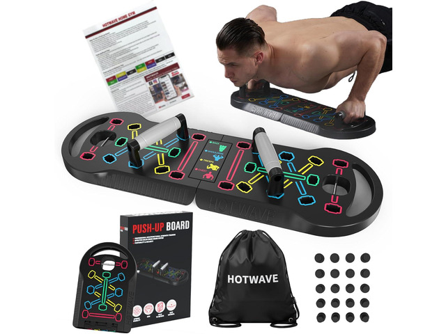 HOTWAVE Push Up Board, Portable PushUp Board, Foldable 20 in 1 Push Up Bar