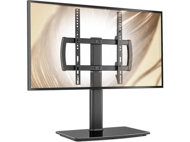 Universal Swivel/Table Top TV Stand 27 to 60 inch TVs 80 Degree Swivel, 4 Level Height Adjustable, Heavy Duty Tempered Glass Base, Holds up to...