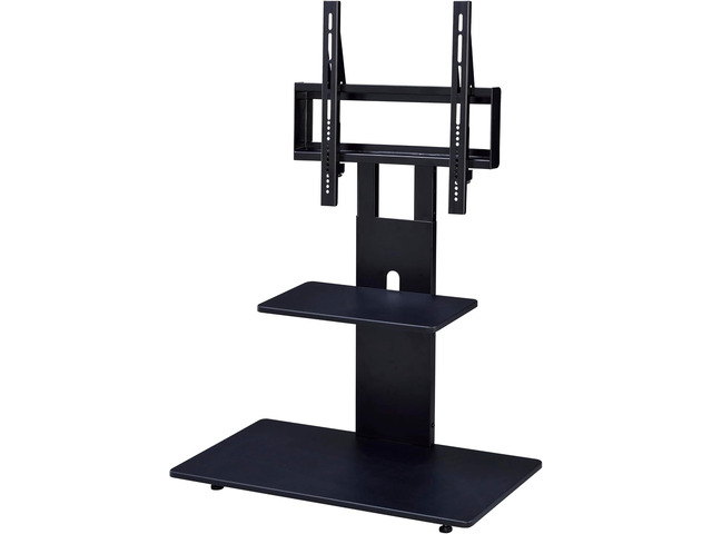 Proman Products Modern TV Stand With With Adjustable Mount and Two Shelves, Black