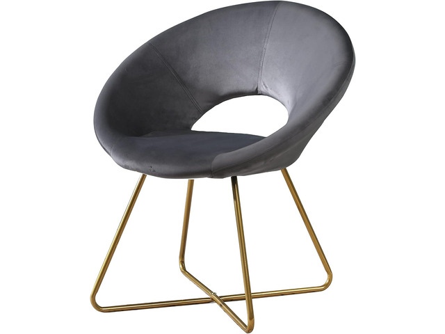 Roundhill Furniture Slatina Silky Velvet Upholstered Accent Chair with Gold Tone Finished Base, Gray
