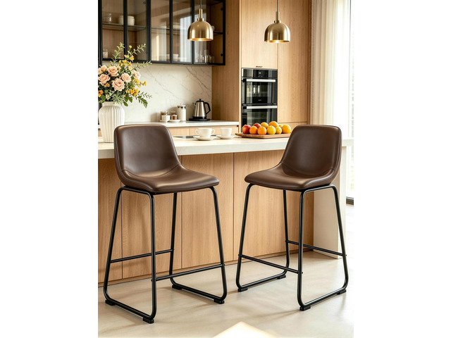 TAVR 24 inch Counter Height Stools Set of 2, Hold up to 500 lbs, Brown