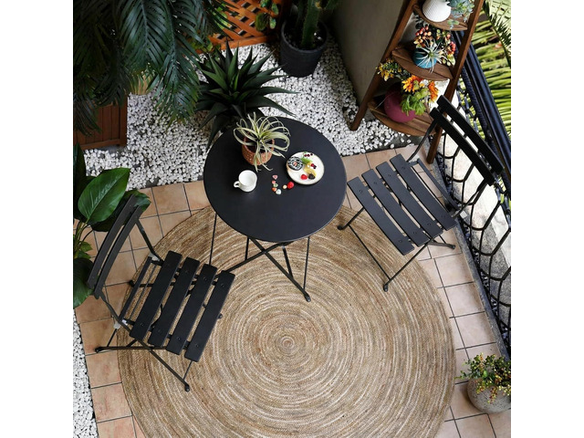 Grand patio 3-Piece Folding Patio Bistro Set Outdoor Porch Balcony, Black