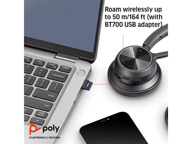 Poly - Voyager 4320 UC Wireless Headset (Plantronics) - Headphones with Boom Mic - Connect to PC/Mac via USB-C Bluetooth Adapter, Cell Phone via...