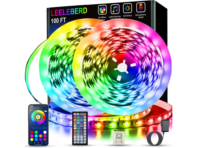 Led Lights for Bedroom 100 ft (2 Rolls of 50ft) Music Sync Color Changing RGB Led Strip Lights with Remote App Control Bluetooth Led Strip, Lights...
