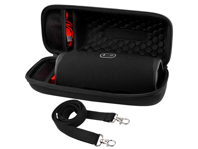 Hard Travel Case for JBL Charge 4/ Charge 5 Waterproof Bluetooth Speaker. Carrying Storage Bag Fits Charger and USB Cable (Case Only) - Black