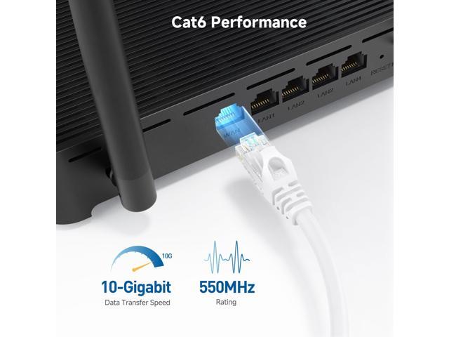 KEHIPI 10Gbps Snagless Cat 6 Ethernet Cable - 5ft, Cat 6 Cable, Cat6 Cord, Ethernet Cord, White