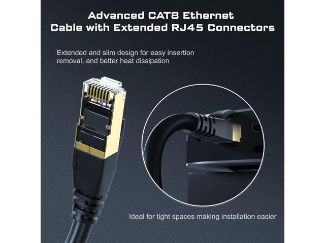 KEHIPI Ethernet Cable 100 ft, Cat7 Cat 8 Ethernet Cable, Support Cat5/Cat5e/Cat6/Cat6e Standards, High Speed 40Gbps 2000Mhz F/FTP LAN Wires with...