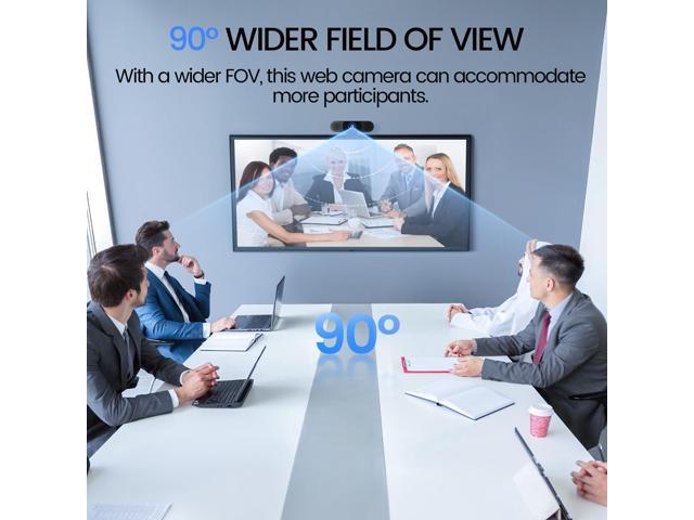 KEHIPI1080P Webcam with Microphone, C960 Web Cam, 2 Mics, 90° FOV, USB Type-A & A-to-C Adapter, Plug & Play Computer Camera for Online Calling,...