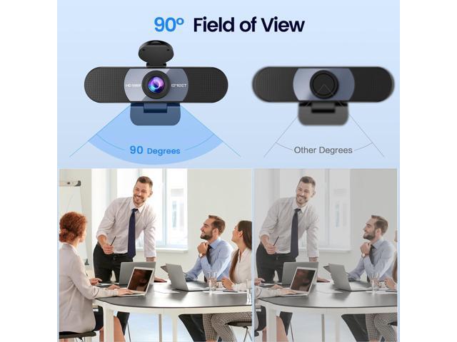 KEHIPI 1080P Webcam, C960 Web Camera with 2 Noise-Cancelling Microphones & Privacy Cover, 90° FOV Computer Camera, Plug & Play USB Webcam for...