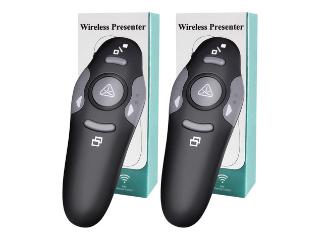 2 Unit Presentation Clickers for PowerPoint, Wireless Presenter Remote Slide Clickers with Red Laser Pointer for Mac/Windows/Linux,...