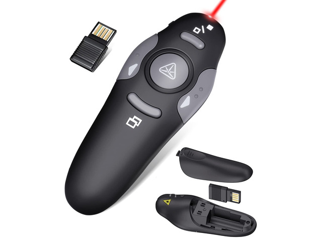 Presentation Clicker for PowerPoint, Wireless Remote Control with Red Laser Slide Clicker with Red Laser Pointer, Compatible with Mac Windows...