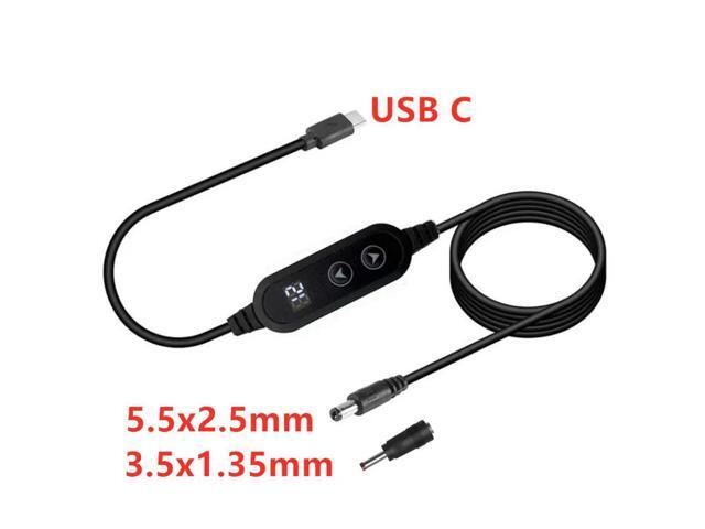 Type C to DC 5.5x2.5mm 3.5x1.35mm Power Adapter Cord 5-20V Adjustable Voltage PD Fast Charging Cable for Laptop Routers Cameras
