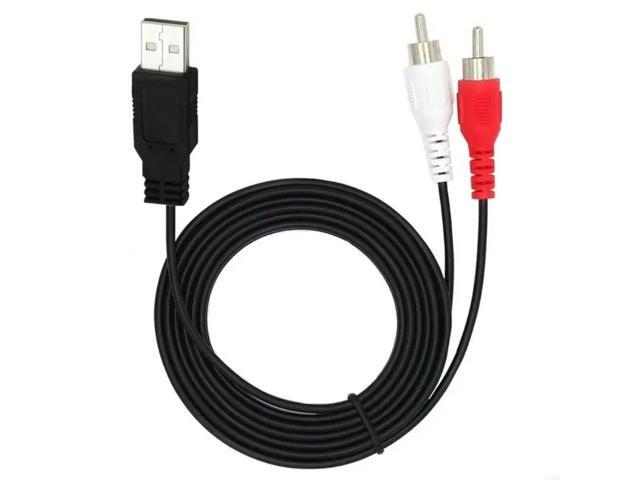 1PC Dual RCA Male to USB Male A Composite Adapter Audio Video Data Extension Cable Cord