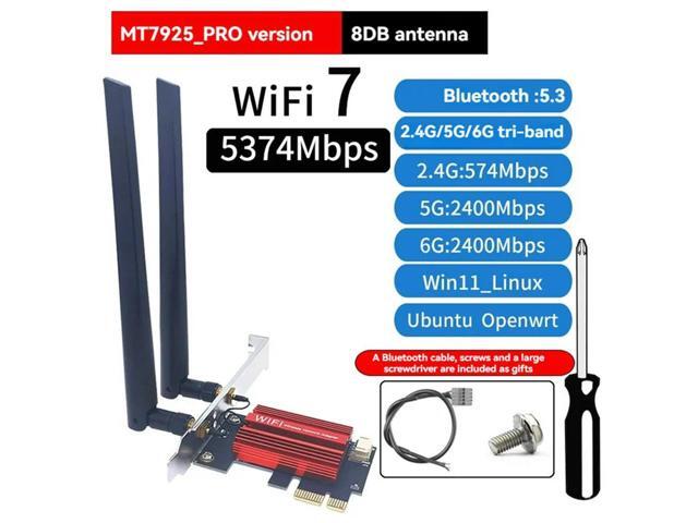 7 MT7925 PCI-E Adapter Card Kit 5374Mbps Tri Band 2.4G/5G/6Ghz BT5.3 Desktop Wireless Network Adapter For Win10/11