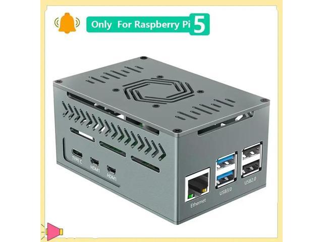 Aluminum Case For Raspberry Pi 5 Includes 4010 PWM Fan, Copper Heatsinks For X1000/X1001/X1003/N04/N05 Pcie Boards