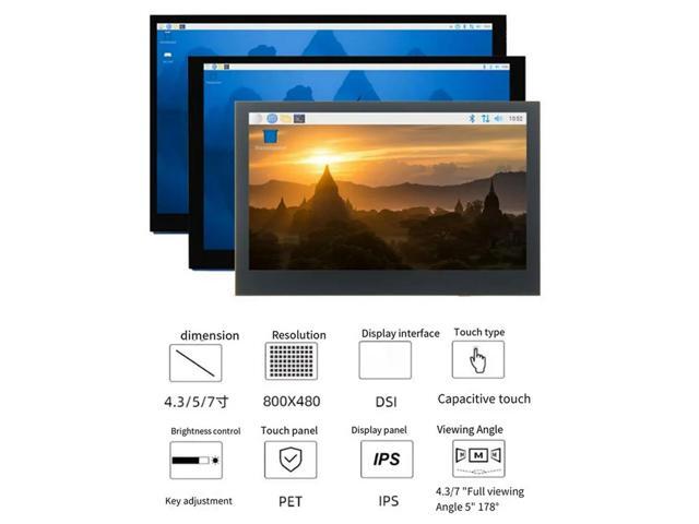 4.3Inch Capacitive Touch Screen For Raspberry Pi 5/4B/3B+ IPS Display 800X480 Drive-Free CSI Cable With Standard Monitor