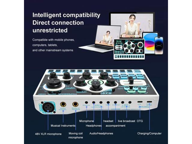 SX91 Sound Card USB Sound Mixer Professional Audio Mixing Console Amplifier for Live Sing PC Computer Laptop Cellphone