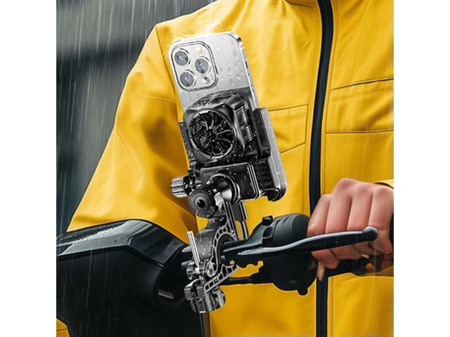 Bike Phone Mount with Cooling Fan 360 Degree Rotating Cycling Phone Stand Adjustable Motorcycle Phone Holder Cycling Accessories