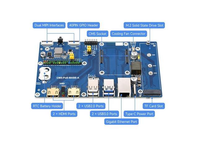 For Raspberry Pi Compute Module 5 IO Board Kit With Poe Gigabit Ethernet RJ45 For Rpi CM5 Poe Expansion Board US PLUG