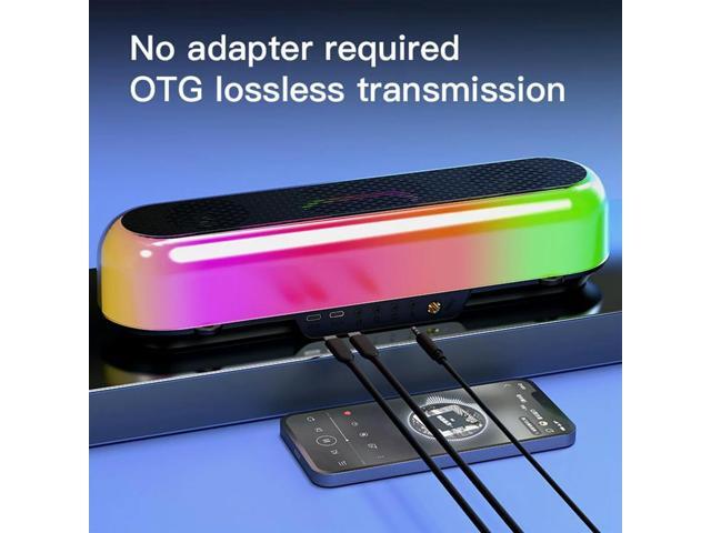 Portable Loud Karaoke Speaker with Two Mic Wireless Bluetooth Sound Card Speaker All-In-1 Sound Card for FamilyKTV White