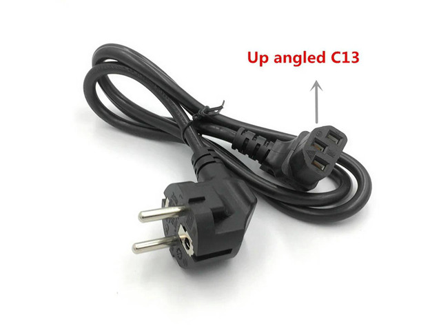 2X EU PDU AC Power Cord,European 3Pin Male Plug To IEC 320 C13 UP Angled Power Adapter Cable For Wall Mount TV(EU Plug)