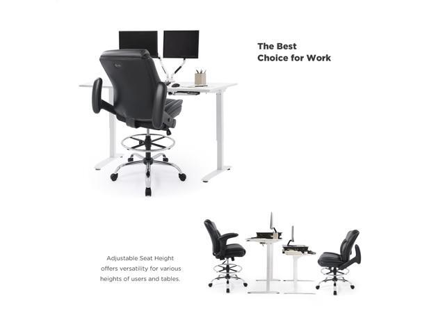 CHAIRMAN Multi-Purpose Ergonomic Padded Mid-Back Bonded Leather Swivel Adjustable Drafting Chair with Multi-Function Arms and Foot Ring,...