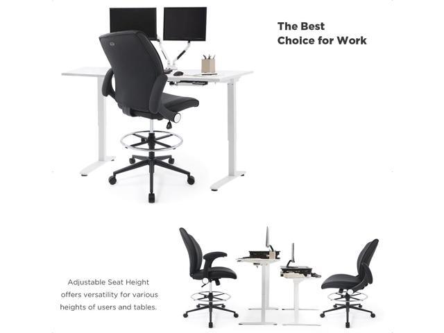 CHAIRMAN 8 Hours Multi-Purpose Ergonomic Padded Mid-Back Faux Leather Swivel Adjustable Drafting Chair with flip-up Arms and Foot Ring,...