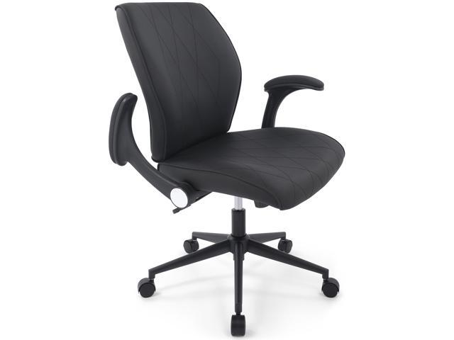 CHAIRMAN® Premium Faux Leather Padded Mid-Back Adjustable-Height/Tilt, Swivel Office Computer Desk Chair with Flip-up Arms, Ergo Design for.
