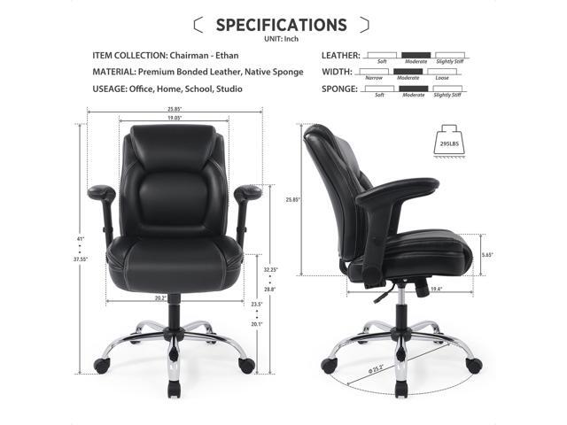 CHAIRMAN Ergonomic Heavy Duty Mid-Back Bonded Leather Padded Adjustable-Height/Tilt Executive Office Chair, Comfortable Swivel Rolling Computer...