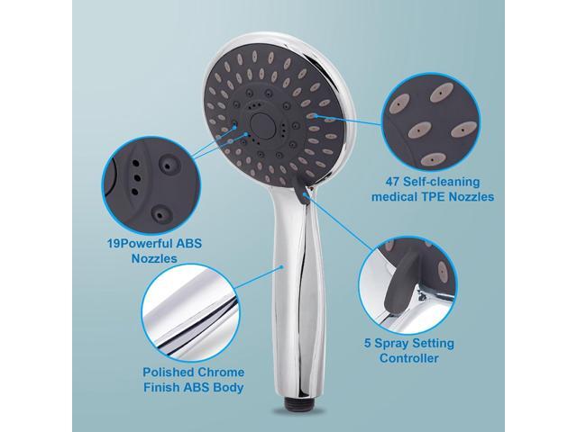 AOSJ-Briout Filtered Shower Head with Handheld, High Pressure 5 Spray Mode Showerhead with Hose Bracket Filter for Hard Water