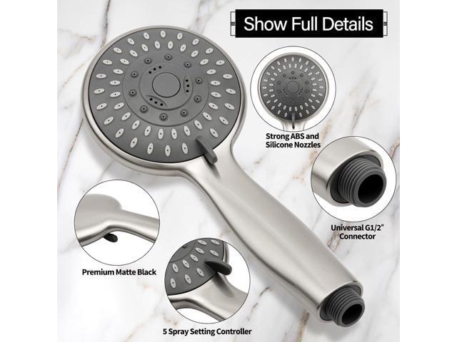 AOSJ-Briout Shower Head with Handheld, 5-Settings Showerhead High Pressure Powerful Water Spray Shower Head Set with 59 Inch Stainless Steel Hose...