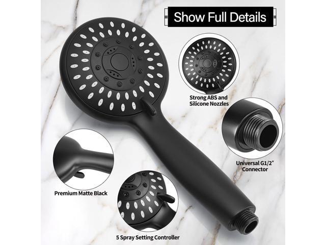 AOSJ-Shower Head with Handheld, Briout 5-Settings Showerhead High Pressure Powerful Water Spray Shower Head with Stainless Steel Hose and...