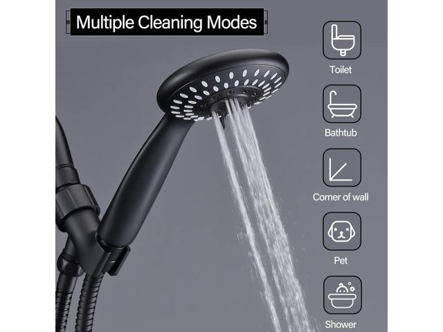 AOSJ-Shower Head with Handheld, Briout 5-Settings Showerhead High Pressure Powerful Water Spray Shower Head with Stainless Steel Hose and...