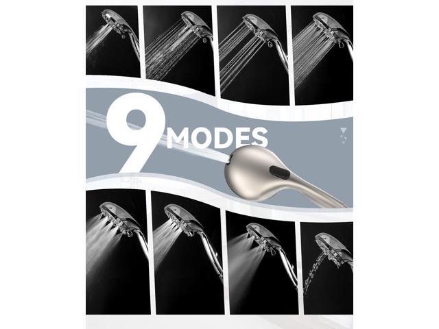 AOSJ-Shower Head with Handheld, High Pressure Handheld Shower Head 9 Settings, Detachable Shower Head Set with Stainless Steel Hose and Shower...