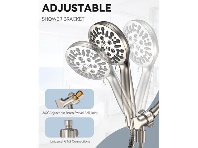 AOSJ-Shower Head with Handheld, High Pressure Handheld Shower Head 9 Settings, Detachable Shower Head Set with Stainless Steel Hose and Shower...