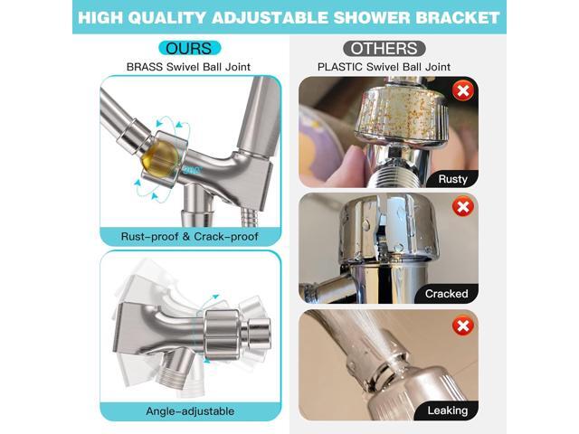 AOSJ-Shower Head with Handheld, High Pressure Handheld Shower Head 6 Settings, Detachable Set with Stainless Steel Hose and Shower Bracket (Brushed...