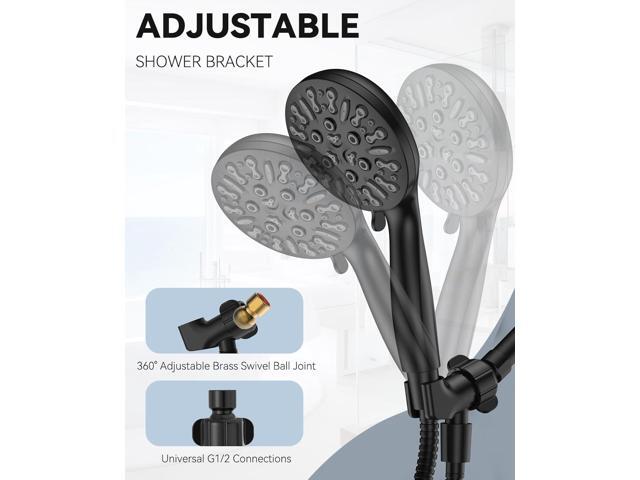 AOSJ-Shower Head with Handheld, High Pressure Handheld Shower Head 9 Settings, Detachable Shower Head Set with Stainless Steel Hose and Shower...