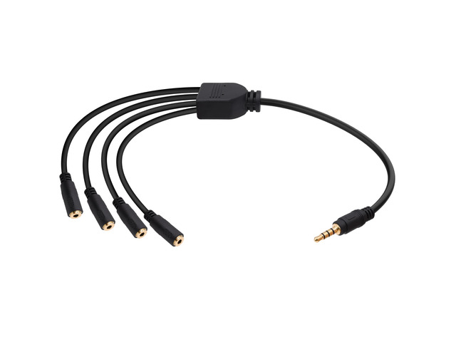 3.5mm Headphone Splitter 1 to 4 Audio Y Cable Adapter -30cm 4 Way 1/8 Inch TRRS Splitter,1 Male to 4 Female Micphone Extension Cord,for Tablets...